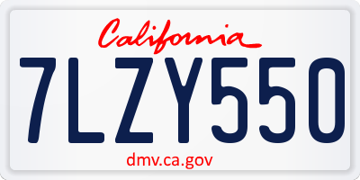 CA license plate 7LZY550