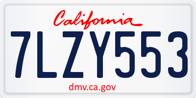 CA license plate 7LZY553