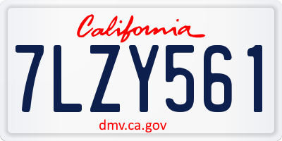 CA license plate 7LZY561