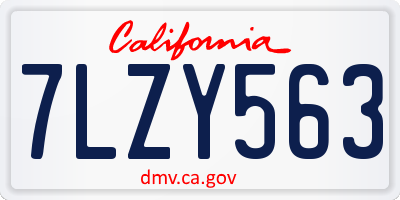 CA license plate 7LZY563