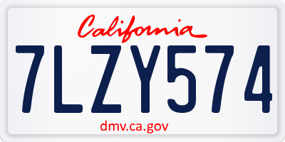 CA license plate 7LZY574