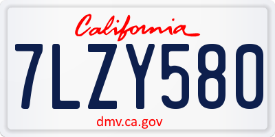 CA license plate 7LZY580