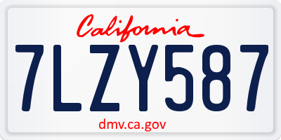 CA license plate 7LZY587