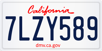 CA license plate 7LZY589
