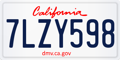 CA license plate 7LZY598