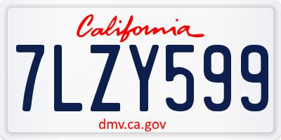 CA license plate 7LZY599