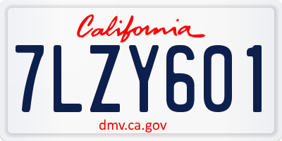 CA license plate 7LZY601