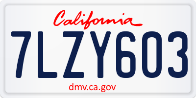 CA license plate 7LZY603