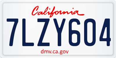 CA license plate 7LZY604