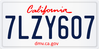 CA license plate 7LZY607