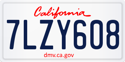 CA license plate 7LZY608