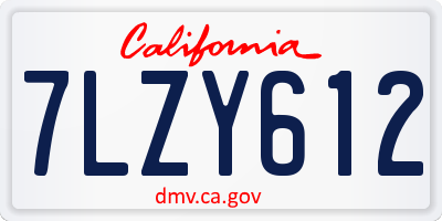 CA license plate 7LZY612