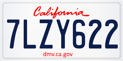 CA license plate 7LZY622