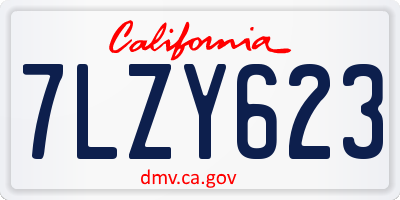 CA license plate 7LZY623