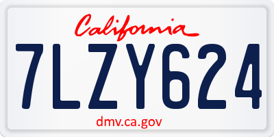 CA license plate 7LZY624
