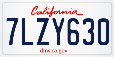 CA license plate 7LZY630