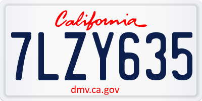 CA license plate 7LZY635