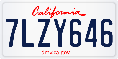 CA license plate 7LZY646