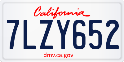CA license plate 7LZY652