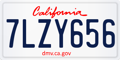 CA license plate 7LZY656