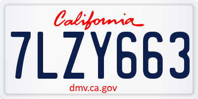 CA license plate 7LZY663