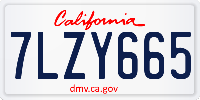 CA license plate 7LZY665