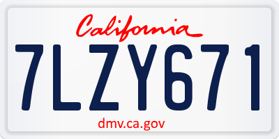 CA license plate 7LZY671