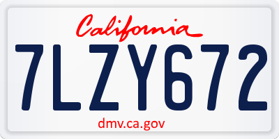CA license plate 7LZY672