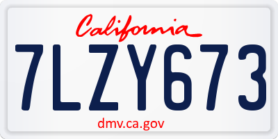 CA license plate 7LZY673