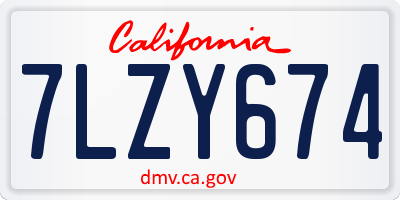 CA license plate 7LZY674