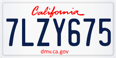 CA license plate 7LZY675