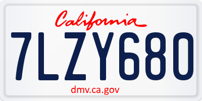 CA license plate 7LZY680