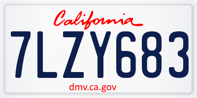 CA license plate 7LZY683