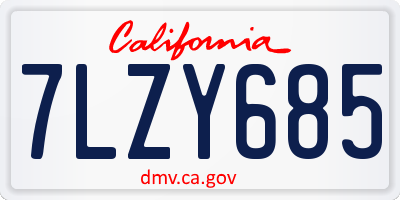 CA license plate 7LZY685