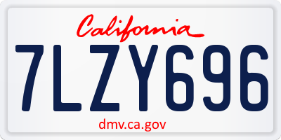 CA license plate 7LZY696