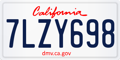 CA license plate 7LZY698