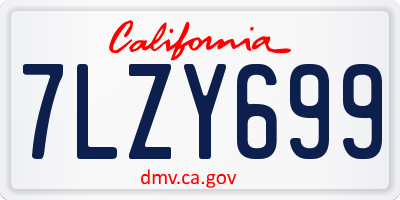 CA license plate 7LZY699