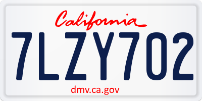 CA license plate 7LZY702