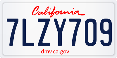 CA license plate 7LZY709