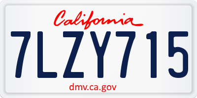 CA license plate 7LZY715