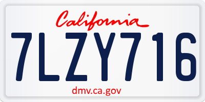 CA license plate 7LZY716