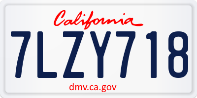 CA license plate 7LZY718