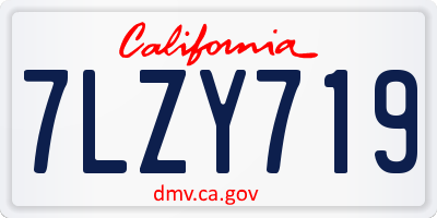 CA license plate 7LZY719