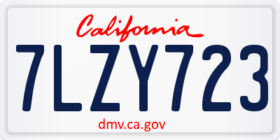 CA license plate 7LZY723