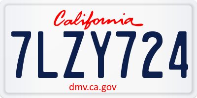 CA license plate 7LZY724