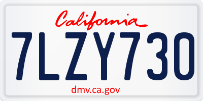 CA license plate 7LZY730