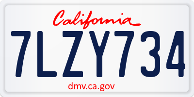 CA license plate 7LZY734