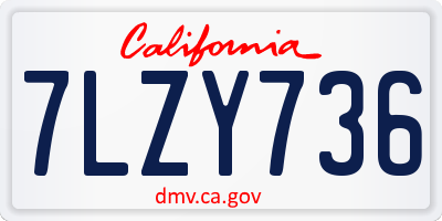 CA license plate 7LZY736