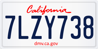 CA license plate 7LZY738