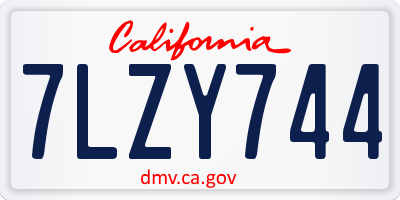 CA license plate 7LZY744